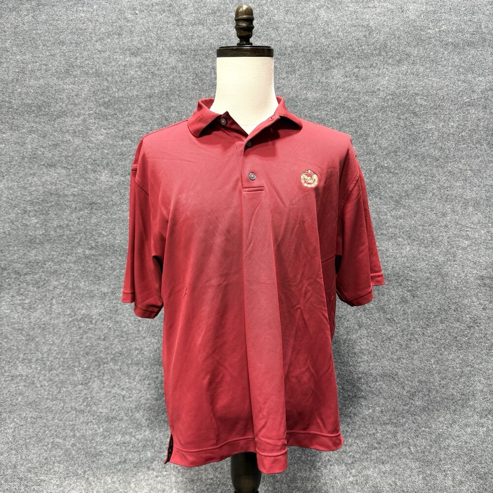 FootJoy FJ Mens Red Golf Polo Shirt Embroidered Club Logo Short Sleeve